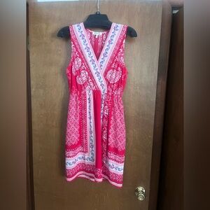 Monteau Red and White Patterned Mini Dress